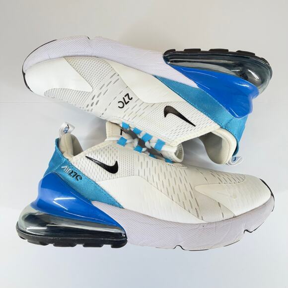 Nike Air Max 270 Running Shoes Men 9.5 White Blue AH8050-110 Low Top Lace Up Gym - Picture 5 of 11